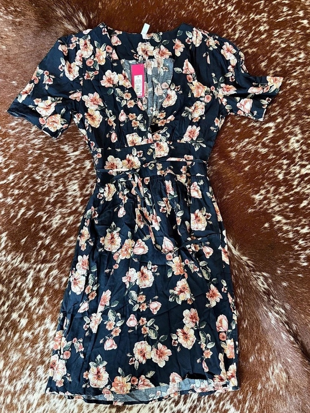 Rosie Pope Floral Midi Dress in Blue & Pink Size Small NWT Cotton